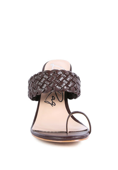 High Perks Woven Strap Toe Ring Heeled Sandals