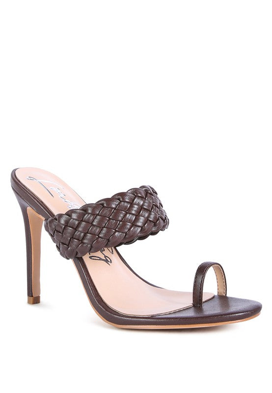 High Perks Woven Strap Toe Ring Heeled Sandals