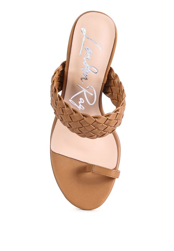 High Perks Woven Strap Toe Ring Heeled Sandals