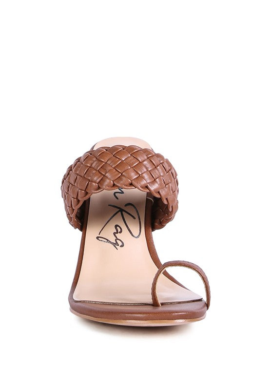 High Perks Woven Strap Toe Ring Heeled Sandals