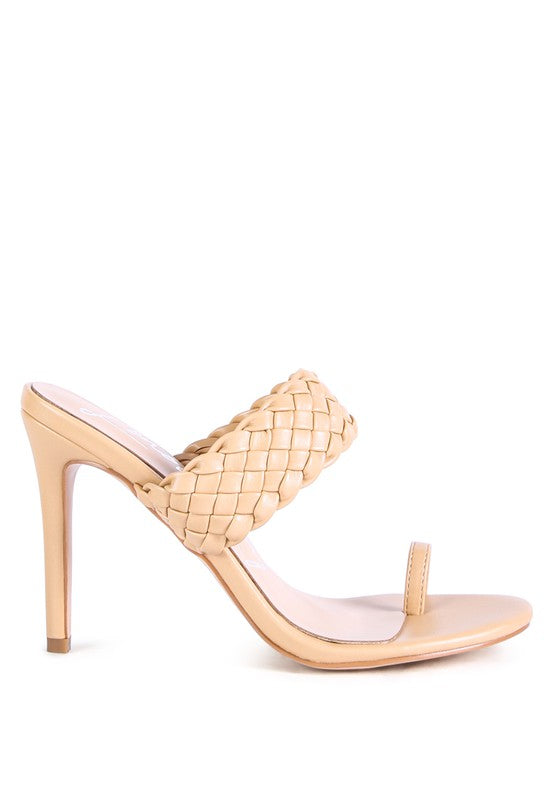 High Perks Woven Strap Toe Ring Heeled Sandals