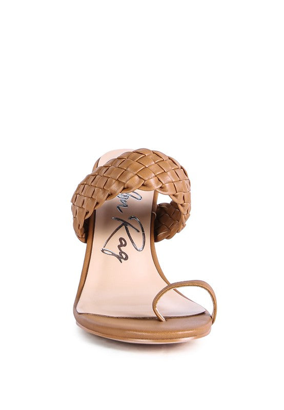 High Perks Woven Strap Toe Ring Heeled Sandals