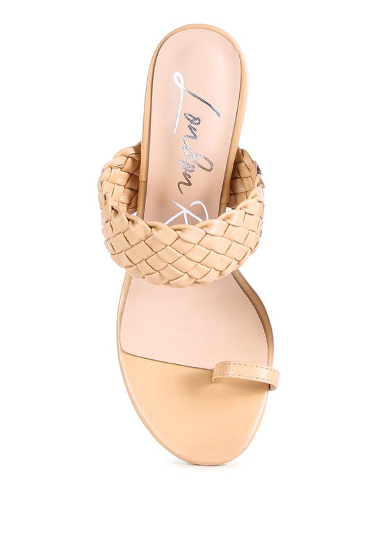 High Perks Woven Strap Toe Ring Heeled Sandals