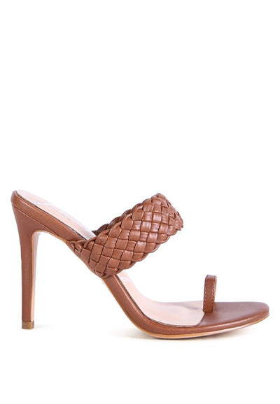 High Perks Woven Strap Toe Ring Heeled Sandals