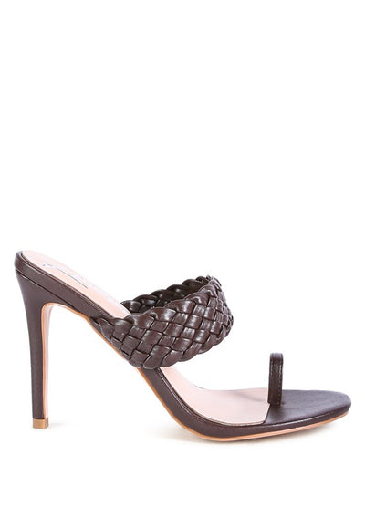 High Perks Woven Strap Toe Ring Heeled Sandals