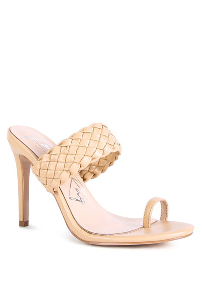 High Perks Woven Strap Toe Ring Heeled Sandals