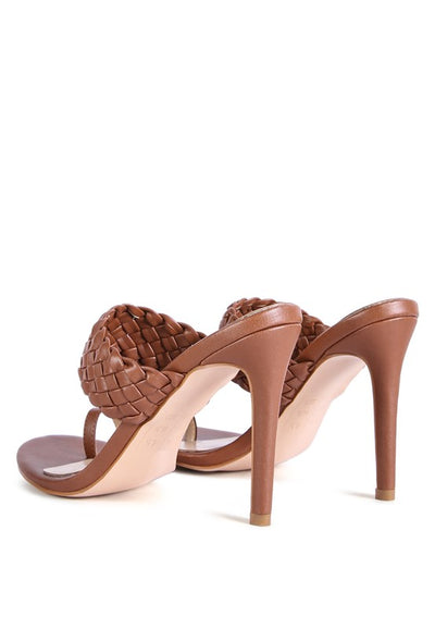 High Perks Woven Strap Toe Ring Heeled Sandals