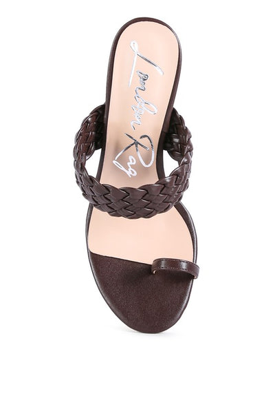 High Perks Woven Strap Toe Ring Heeled Sandals