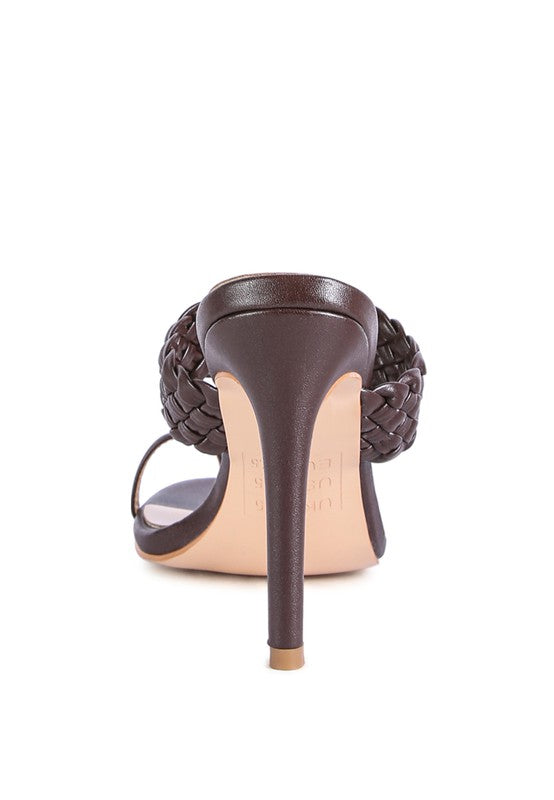 High Perks Woven Strap Toe Ring Heeled Sandals