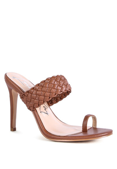 High Perks Woven Strap Toe Ring Heeled Sandals