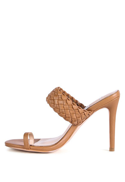 High Perks Woven Strap Toe Ring Heeled Sandals