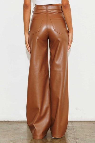 Vegan Leather Wide Leg Pants