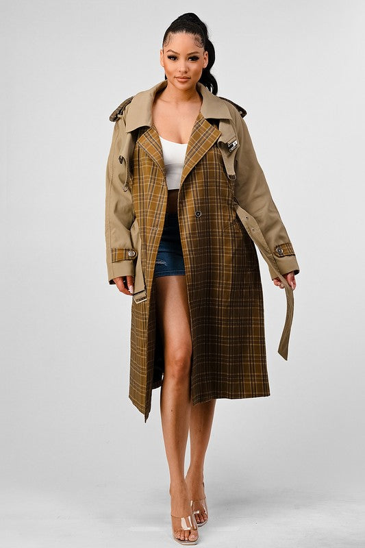 Plaid and Khaki Trench | Trench Coat