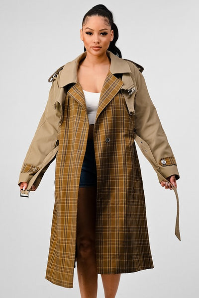 Plaid and Khaki Trench | Trench Coat