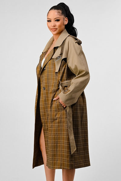 Plaid and Khaki Trench | Trench Coat