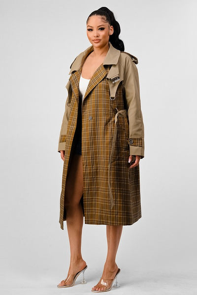 Plaid and Khaki Trench | Trench Coat