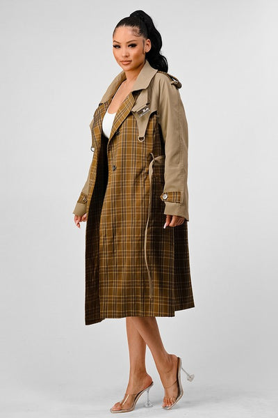 Plaid and Khaki Trench | Trench Coat