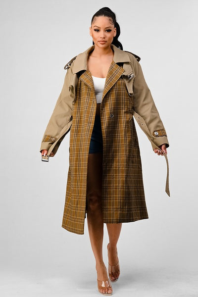 Plaid and Khaki Trench | Trench Coat