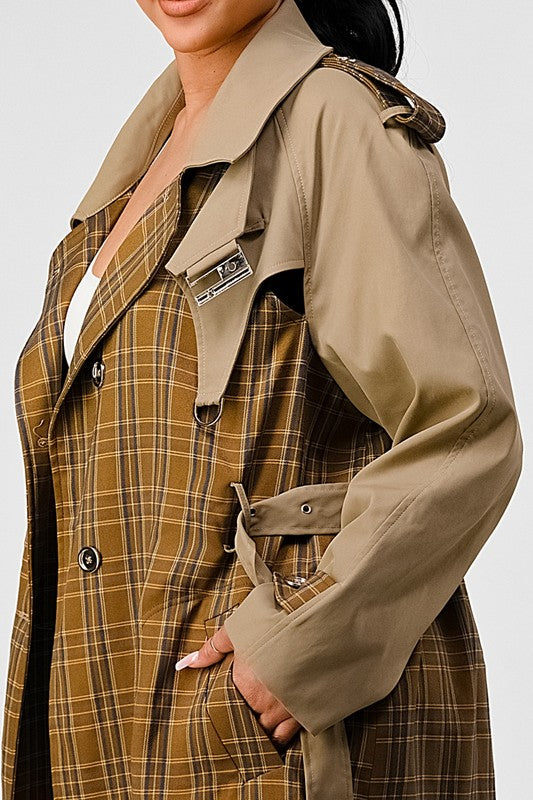 Plaid and Khaki Trench | Trench Coat