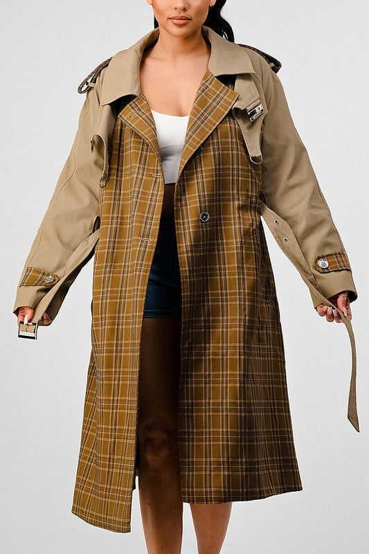 Plaid and Khaki Trench | Trench Coat