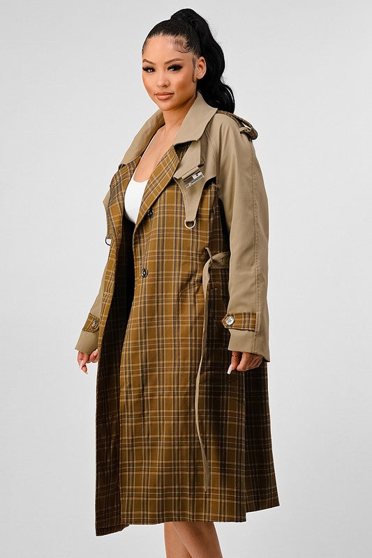 Plaid and Khaki Trench | Trench Coat