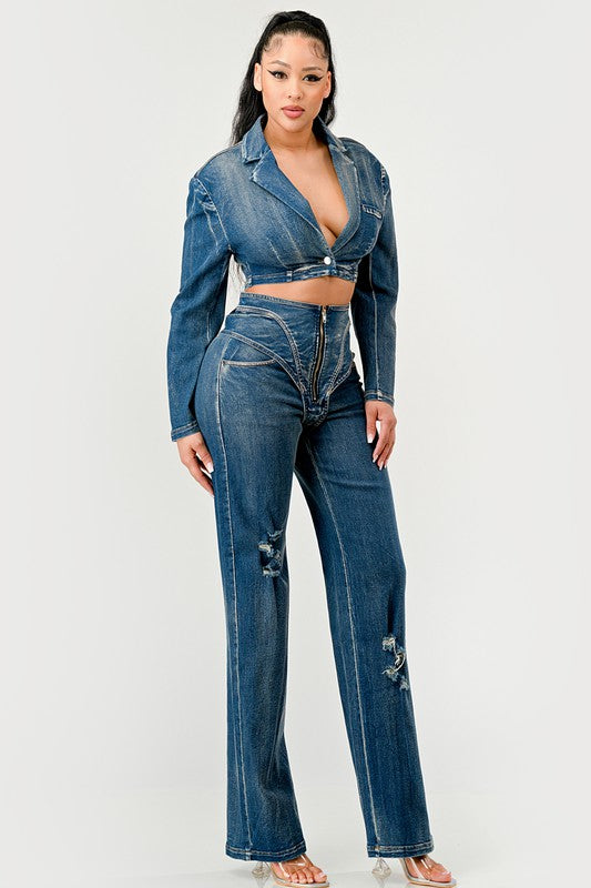 Cool Chick Denim Pant Set