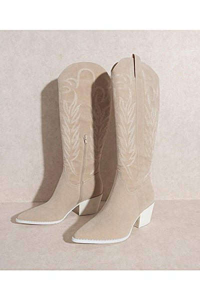 Embroidery Western Knee High Boots