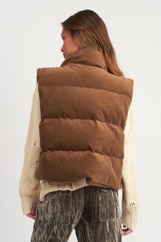 Corduroy Puffer Vest Statement Piece NY